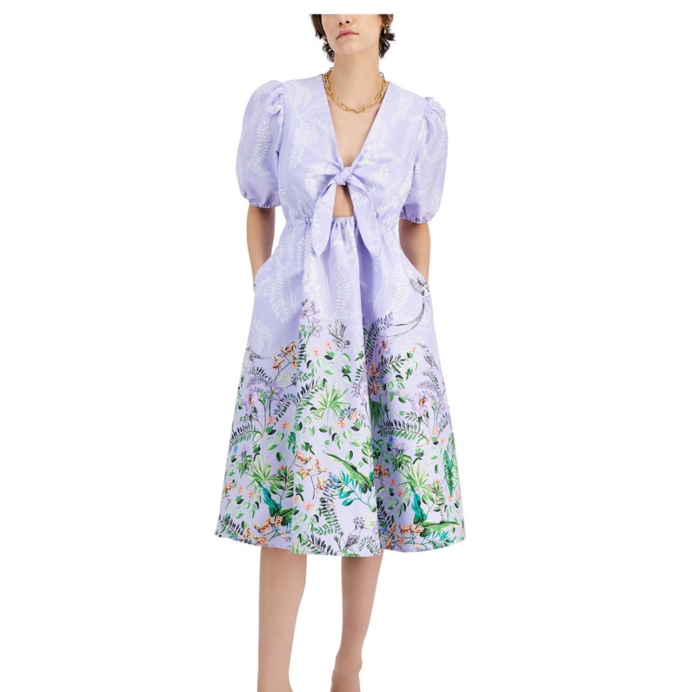 INC International Concepts Printed Cutout Dress Purple Floral Long
Size: XXL